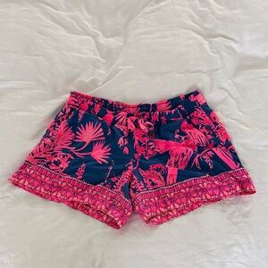 Lilly Pulitzer Women’s Navy & Hot Pink Tropical Print Drawstring Shorts